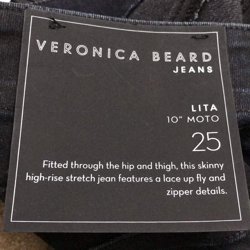 New VERONICA BEARD Dark Indigo Lace-up Front Stretch Denim Size 25 - Picture 14 of 15
